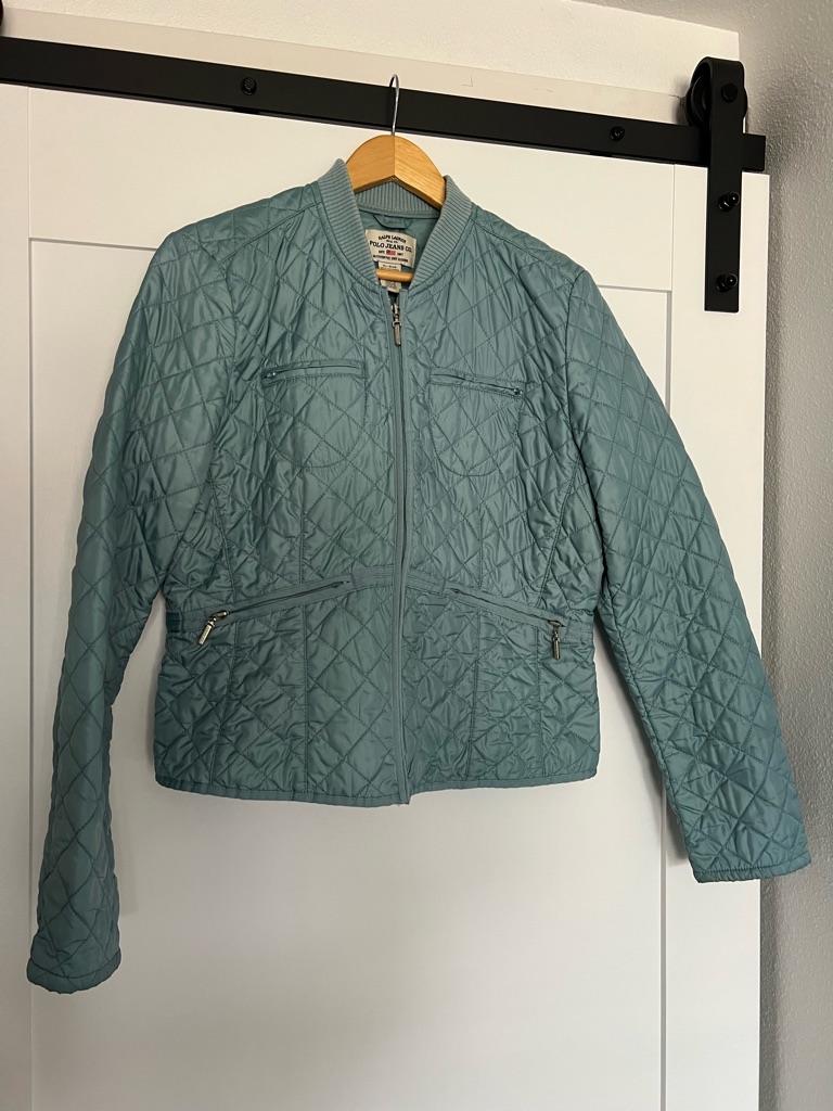 Ralph Lauren Quilted Bomber Jacket In Light Blue